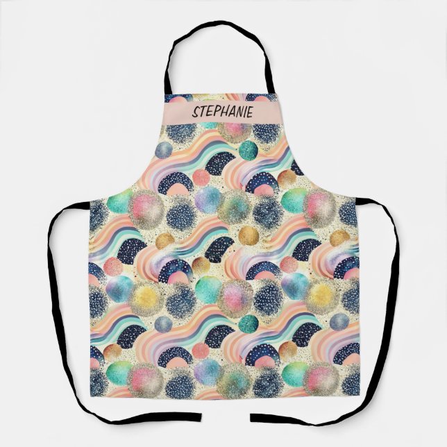 Tablier Whimsical Pastel Rainbow Waves & Parties scintilla (Recto)