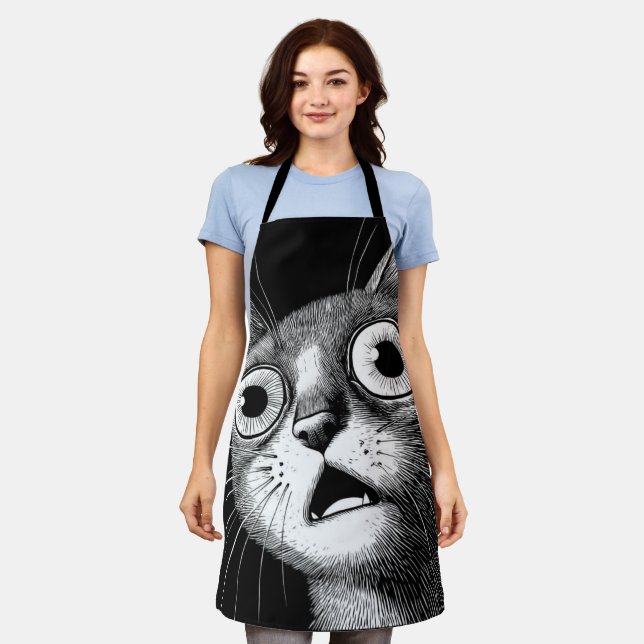 Tablier Whimsical Retro Psycho Cat Apron (Porté)