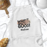 Tablier Whip It Good Rose Aquarelle drôle Personnalisé<br><div class="desc">Whip It Good Rose Aquarelle Adulte Amusante Personnalisée Apron Adulte. Agréable tablier de chef avec un fouet à la cuisine et une citation drôle d'humour cuisine. Personnalisez cette conception d'humour de cuisine personnalisée avec votre propre nom ou texte.</div>