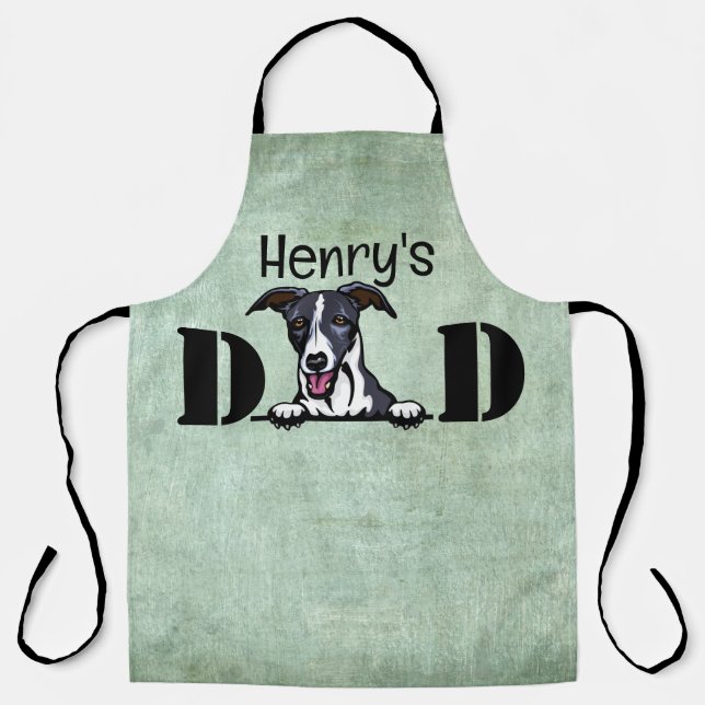 Tablier Whippet Peeking Personnalisé Papa Apron (Recto)