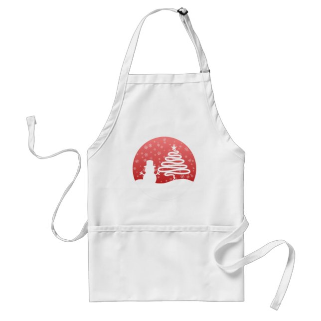 Tablier White Christmas Winter Wonderland Snowman Tree (Devant)