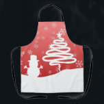 Tablier White Christmas Winter Wonderland Snowman Tree<br><div class="desc">Joyeux Noël !</div>