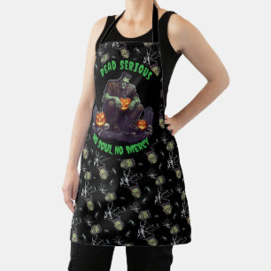 Tablier 🤍 White Frankenstein Halloween Apron 👻 🍽️
