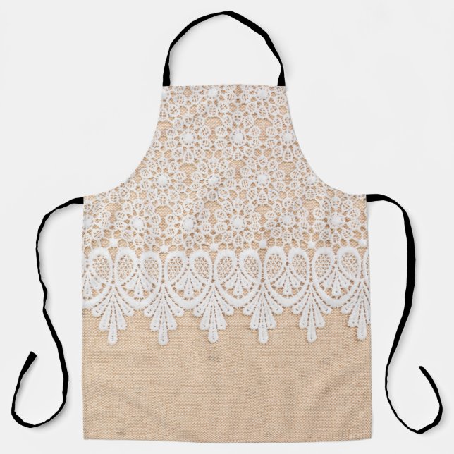 Tablier White Ornamental Lace over fabric design (Recto)