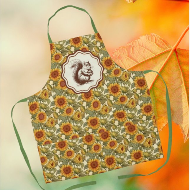 Tablier William Morris Autumn Sunflower Squirrel Retro (Feeling a little squirrelly? )