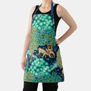 Tablier William Morris Deer par un Indigo de la Tapisserie