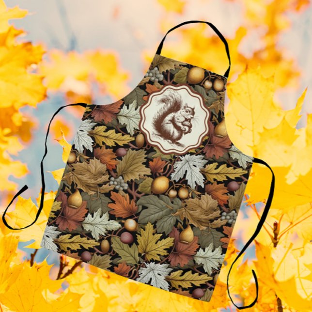 Tablier William Morris part d'automne avec Squirrel Retro (Autumn leaves and squirrel )