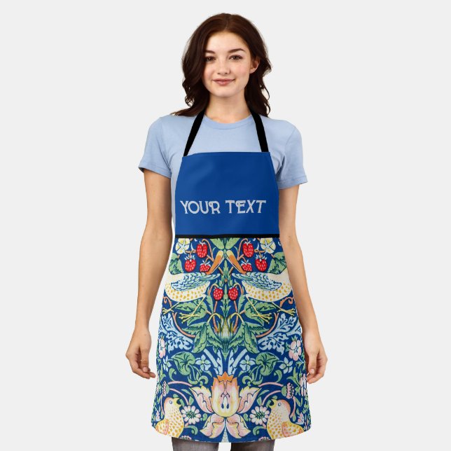 Tablier William Morris' Print : Strawberry Thief, Blue (Porté)