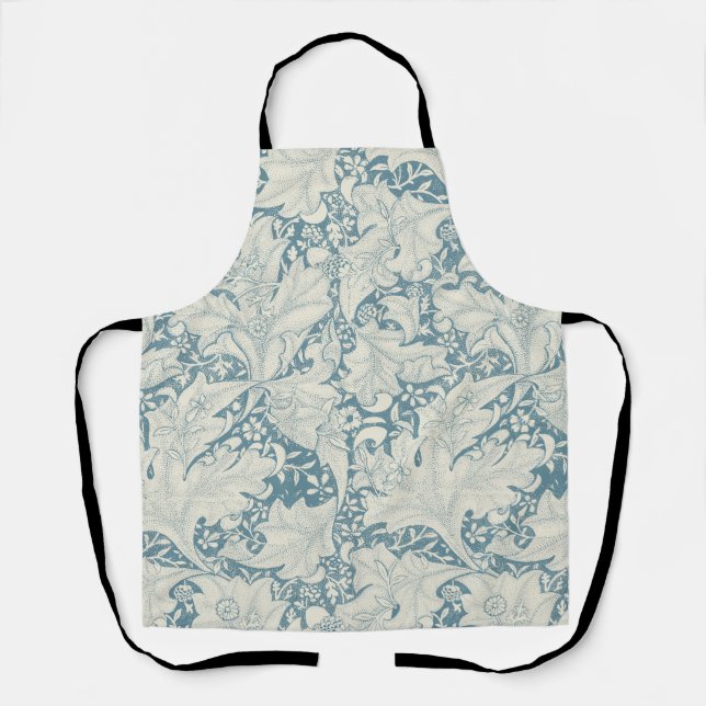 Tablier William Morris Wallflower bleu damas floral (Recto)