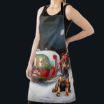 Tablier Winter Doberman Caravan Christmas Adventure<br><div class="desc">Laissez-vous tenter par la magie d'une nuit d'hiver enneigée alors qu'une caravane glisse gracieusement à travers le paysage illuminé par la lune. La beauté sereine de la neige scintillante et l'éclat enchanteur de la lune créent une scène captivante, promettant une aventure de Noël inoubliable remplie de chaleur, de joie et...</div>