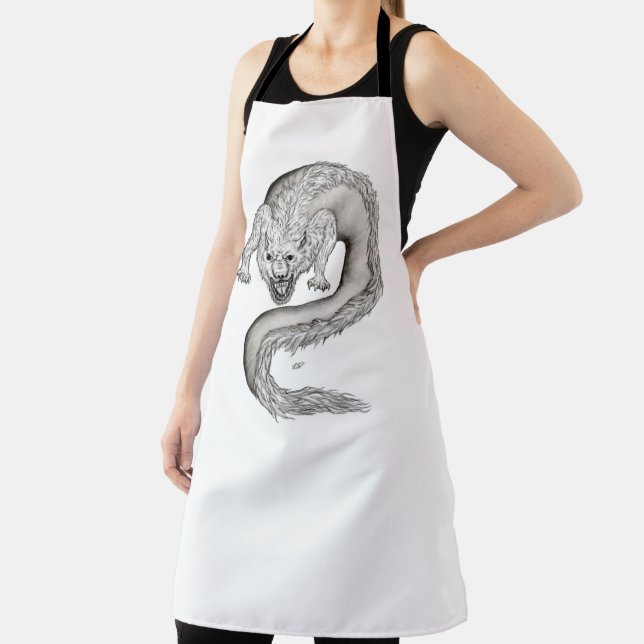 Tablier Wolfdragon design noir et blanc (Insitu)