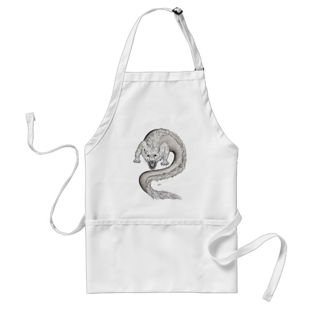 Tablier Wolfdragon noir et blanc Design (Devant)