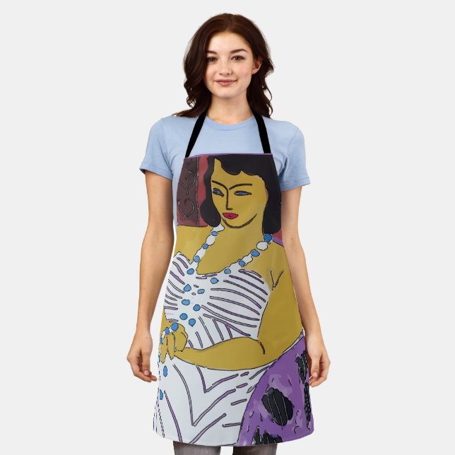 Tablier Woman and Wine Design ajouter du texte, Apron (Porté)