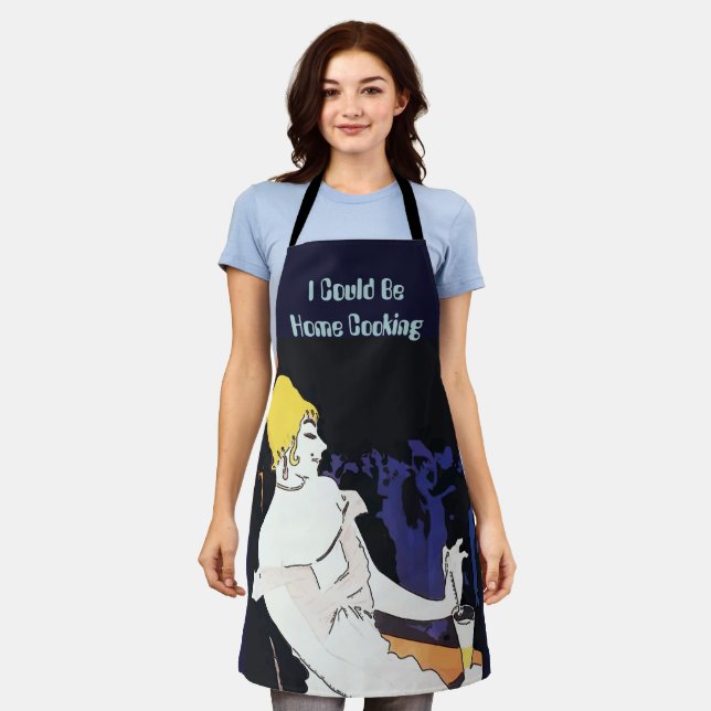 Tablier Woman and Wine Design ajouter du texte, Apron (Porté)