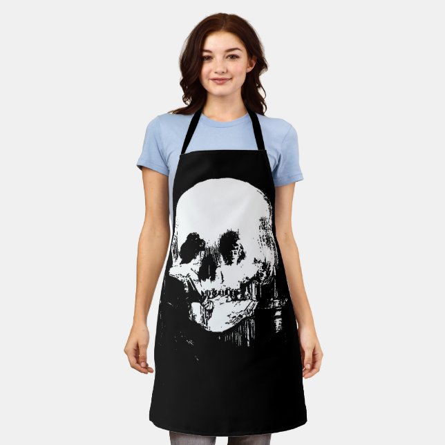 Tablier Woman with Halloween Skull Reflection In Mirror (Porté)