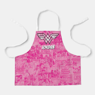Tablier Wonder Woman Pink Comic Book Collage Logo