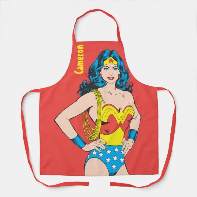 Tablier Wonder Woman | Pose Vintage avec Lasso (Recto)