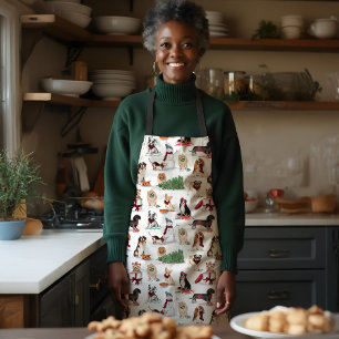 Tablier Woofy Christmas mignon Aquarelle Chiens coquins