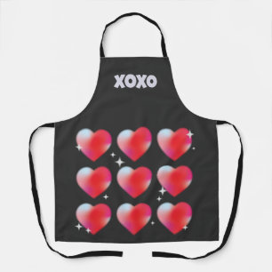 Tablier Xoxo coeur rouge romantique Saint Valentin