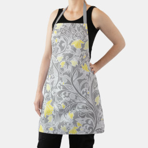 Tablier Yellow and Gray Swirly Floral