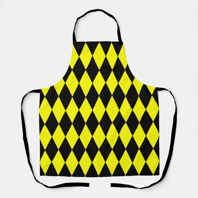 Tablier Yellow Black Harlequin Diamonds Checkers Design  (Recto)