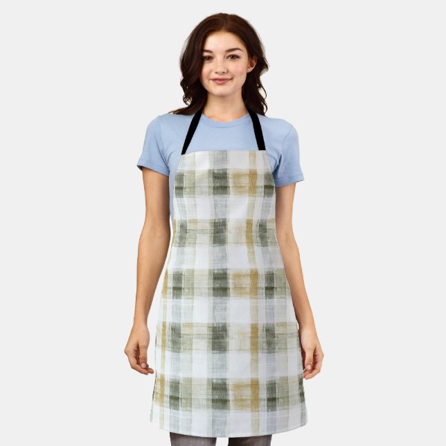 Tablier Yellow Green White Plaid Stripes (Porté)