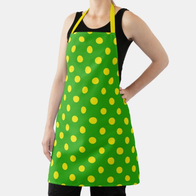 Tablier Yellow On Green Polka Dots Pattern Design  (Créateur téléchargé)