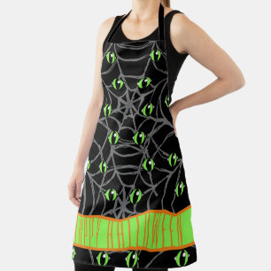 Tablier Yeux verts et toile d'araignée grise, petits