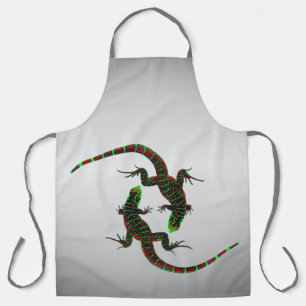 Tablier Yin Yang Lizards Argent