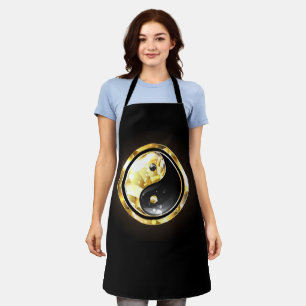 Tablier Yin Yang or sur noir