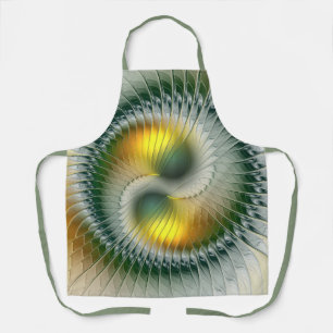 Tablier Yin Yang Vert Jaune Abstrait Fractal Coloré
