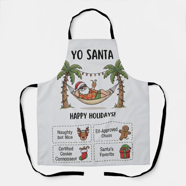 Tablier Yo Santa Drôle de Noël d'été Tropical Fêtes (Recto)