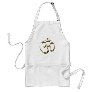 Tablier Yoga, Om Aum Icon, Hinduism Symbol, gold white