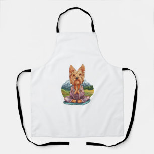 Tablier Yorkie de yoga � Chien drôle en méditation