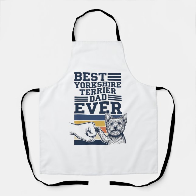 Tablier Yorkshire Terrier Dad Fist Bump Vintage Vector Des (Recto)