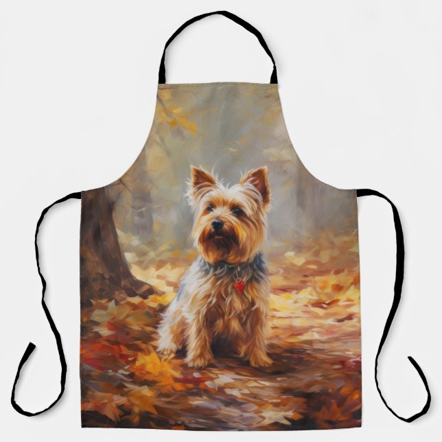 Tablier Yorkshire Terrier en Automne Feuilles Tombées Insp (Recto)