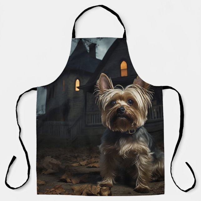 Tablier Yorkshire Terrier Halloween effrayant (Recto)