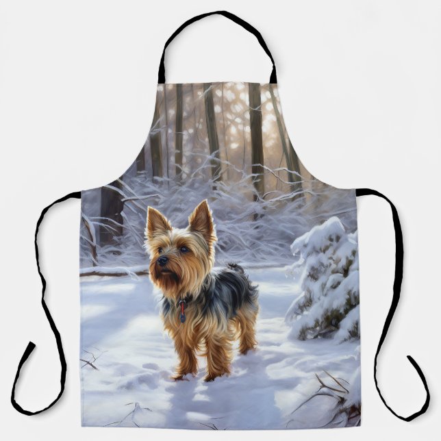 Tablier Yorkshire Terrier Laissez-le Neiger Noël (Recto)