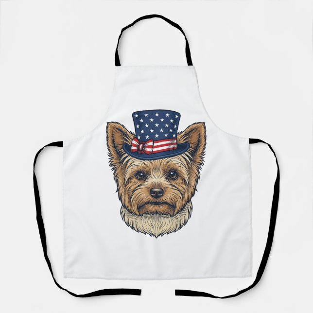 Tablier Yorkshire Terrier Patriotique Vintage (Recto)