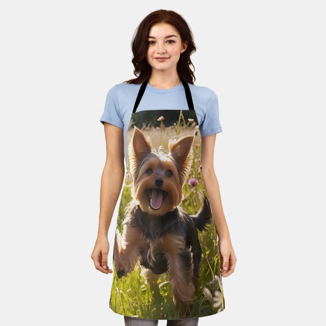 Tablier Yorkshire Terriers Jouer dans l'herbe (Porté)