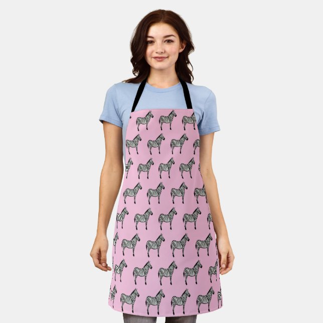 Tablier Zebra Peinture Safari Motif partout sur Apron (Porté)