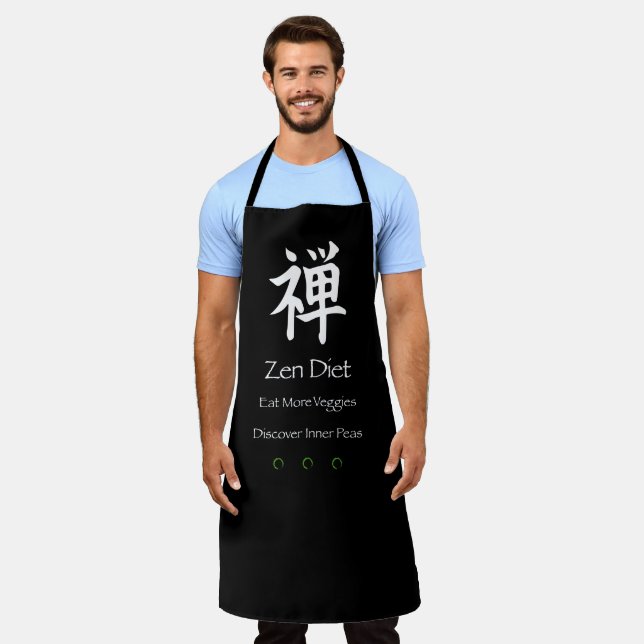 Tablier Zen Diet Manger Plus de Légume Texte Blanc (Porté)