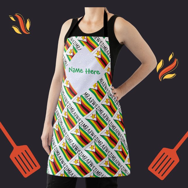 Tablier Zimbabwe Drapeau du Zimbabwe Vert Personnalisation (Créateur téléchargé)