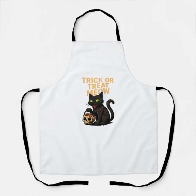 Tablier Zombie Chat - Tricoter ou traiter Meow Halloween D (Recto)