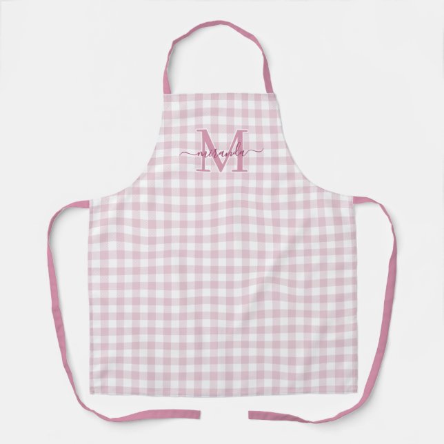 Tabliers à carreaux rose poussiéreux avec monogram (Recto)