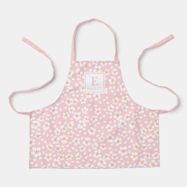 Tabliers à monogramme floral rose pour filles ou m (Recto)