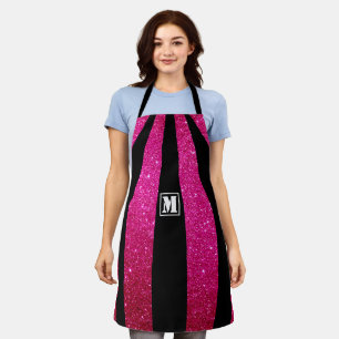Tabliers à monogramme scintillant rose - Cadeau pe