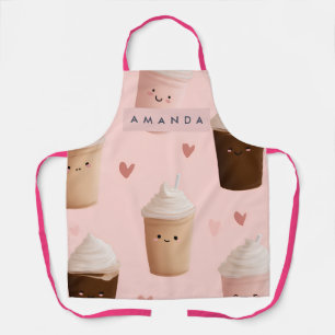 Tabliers à motif de café glacé Kawaii personnalisé