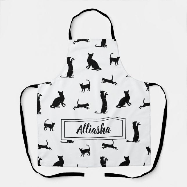 Tabliers à motif de silhouette de chat noir person (Recto)