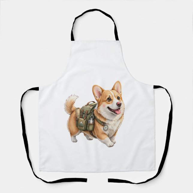 Tabliers aquarelle Corgi Randonnée  (Recto)